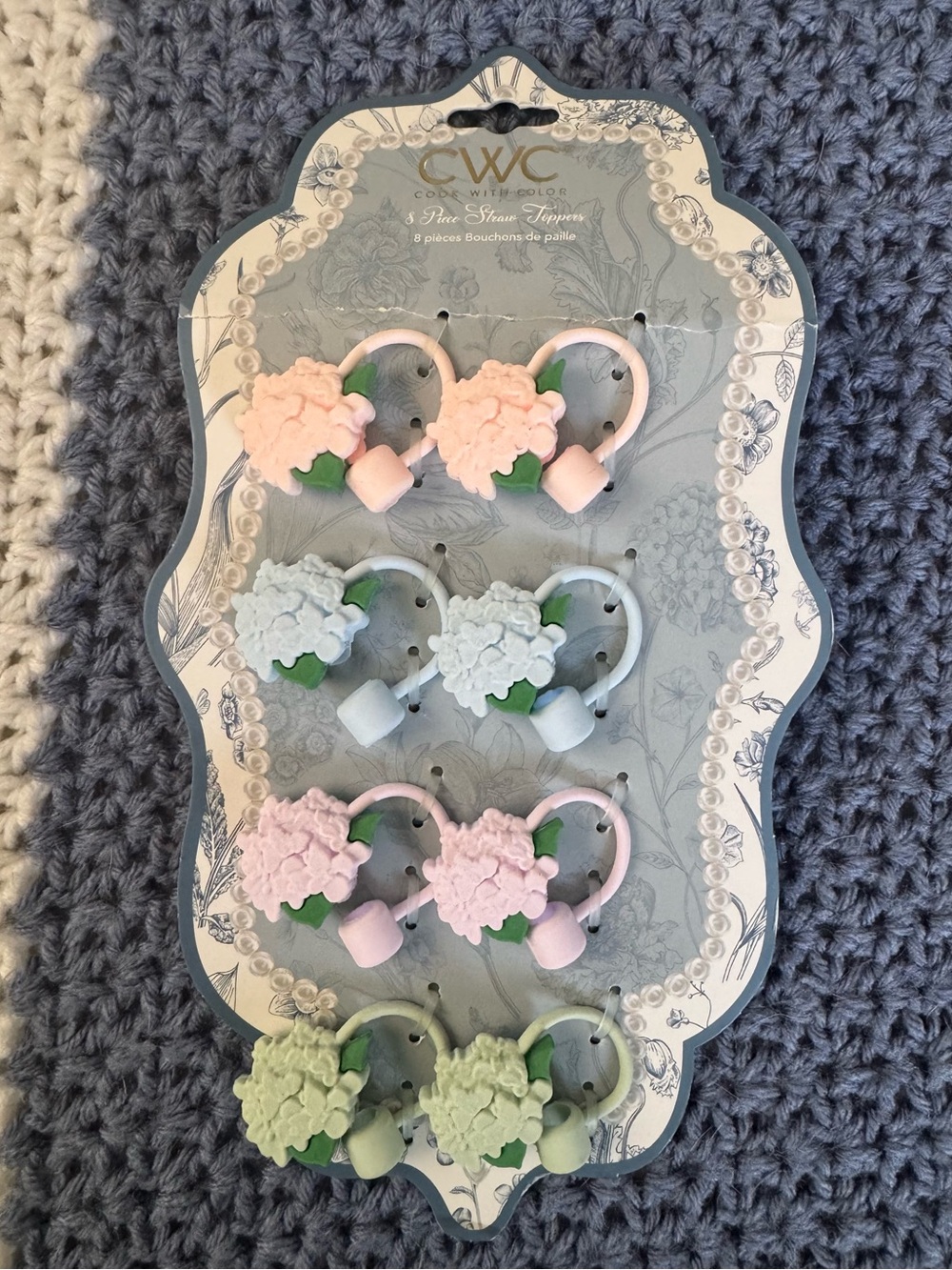CWC 8piece floral straw toppers
